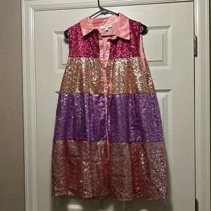 Sequin sleeveless shirt dress
